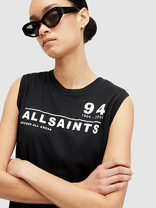 AllSaints Imogen Logo Print Tank Top, Black