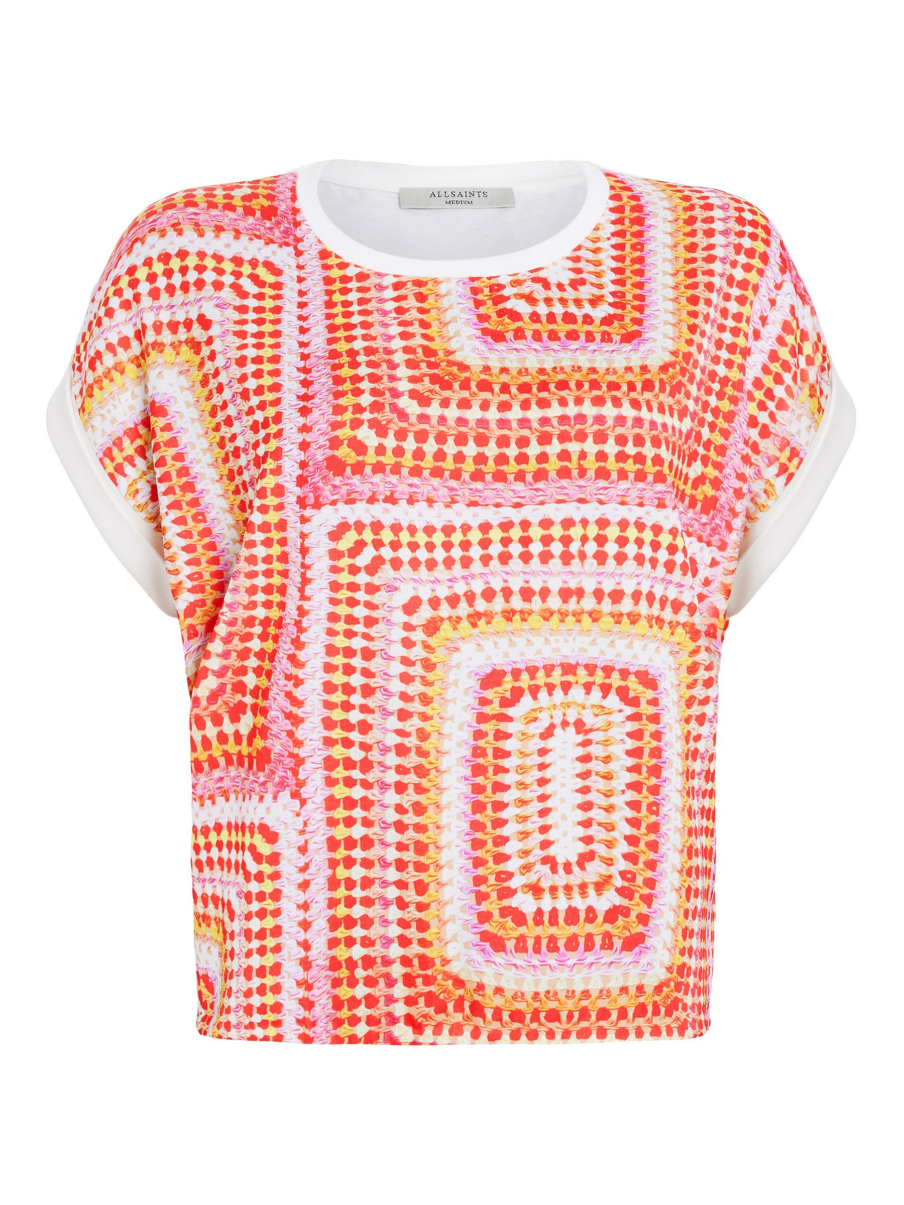 Buy AllSaints Giana Luisa Abstract Print T-Shirt, Blood Orange/Multi Online at johnlewis.com