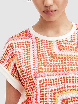 AllSaints Giana Luisa Abstract Print T-Shirt, Blood Orange/Multi