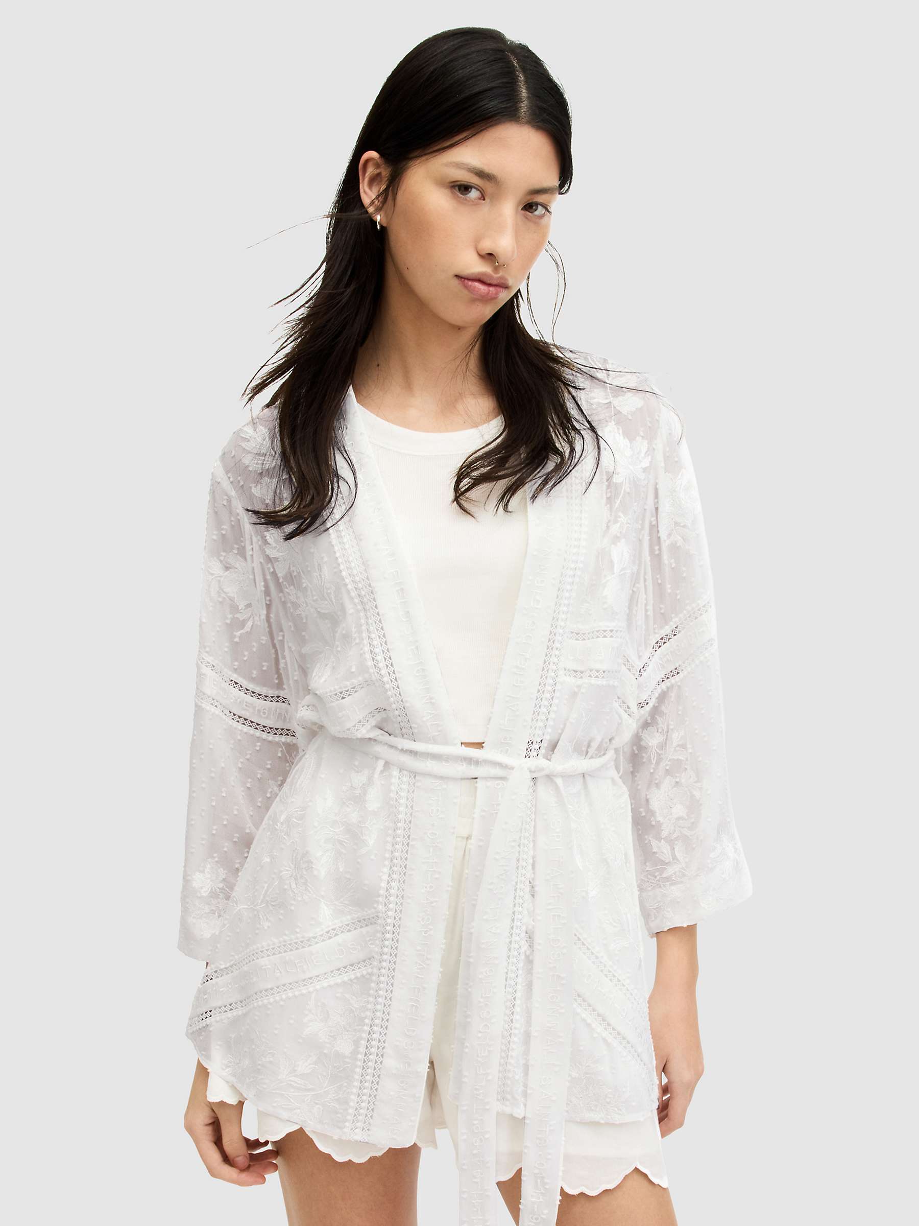 Buy AllSaints Carina Embroidered Kimono, White Online at johnlewis.com