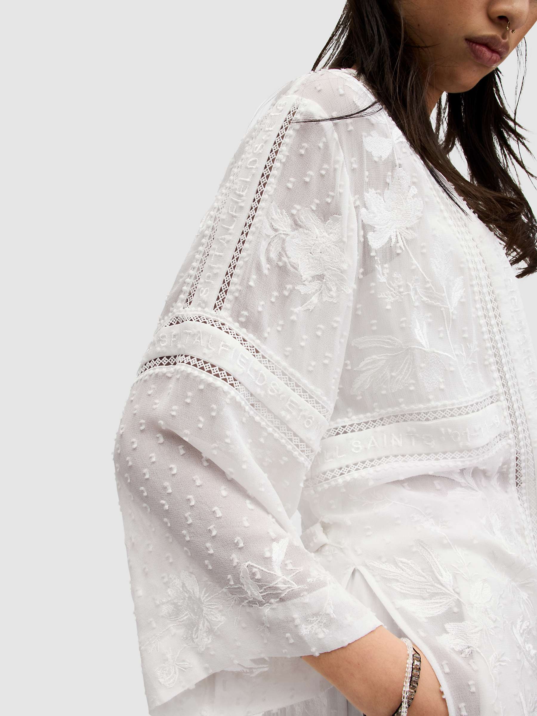 Buy AllSaints Carina Embroidered Kimono, White Online at johnlewis.com