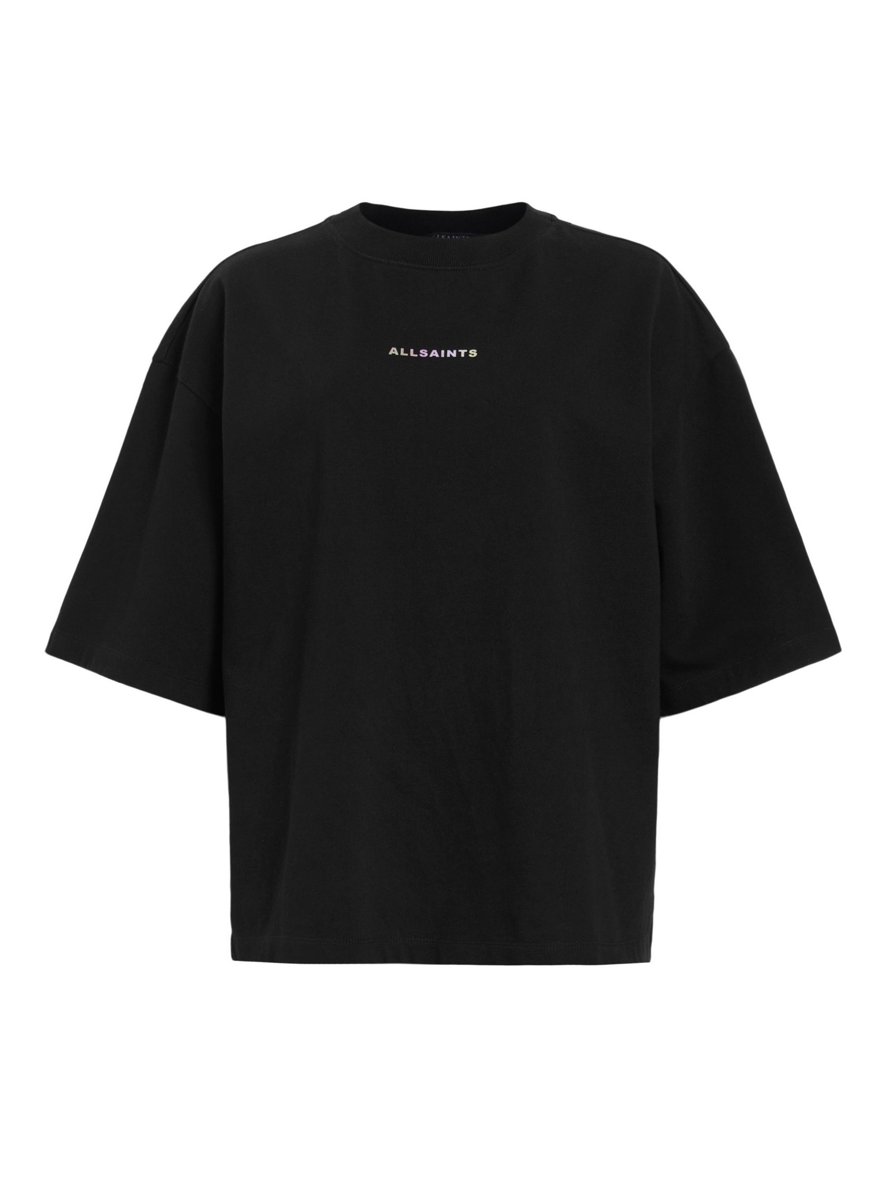 Buy AllSaints Amelie Disc Print Oversized Boxy T-Shirt, Black Online at johnlewis.com