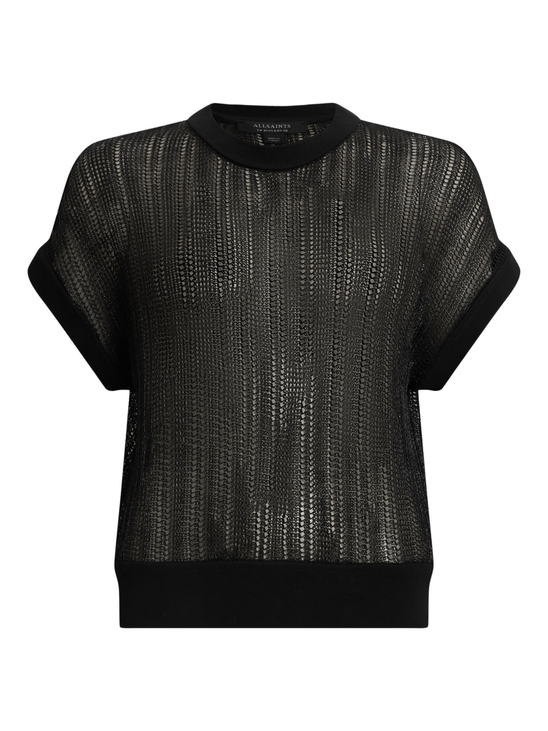 AllSaints Giana Metallic T-Shirt, Black, 10