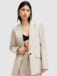 AllSaints Whitney Linen Blend Longline Blazer, Beige