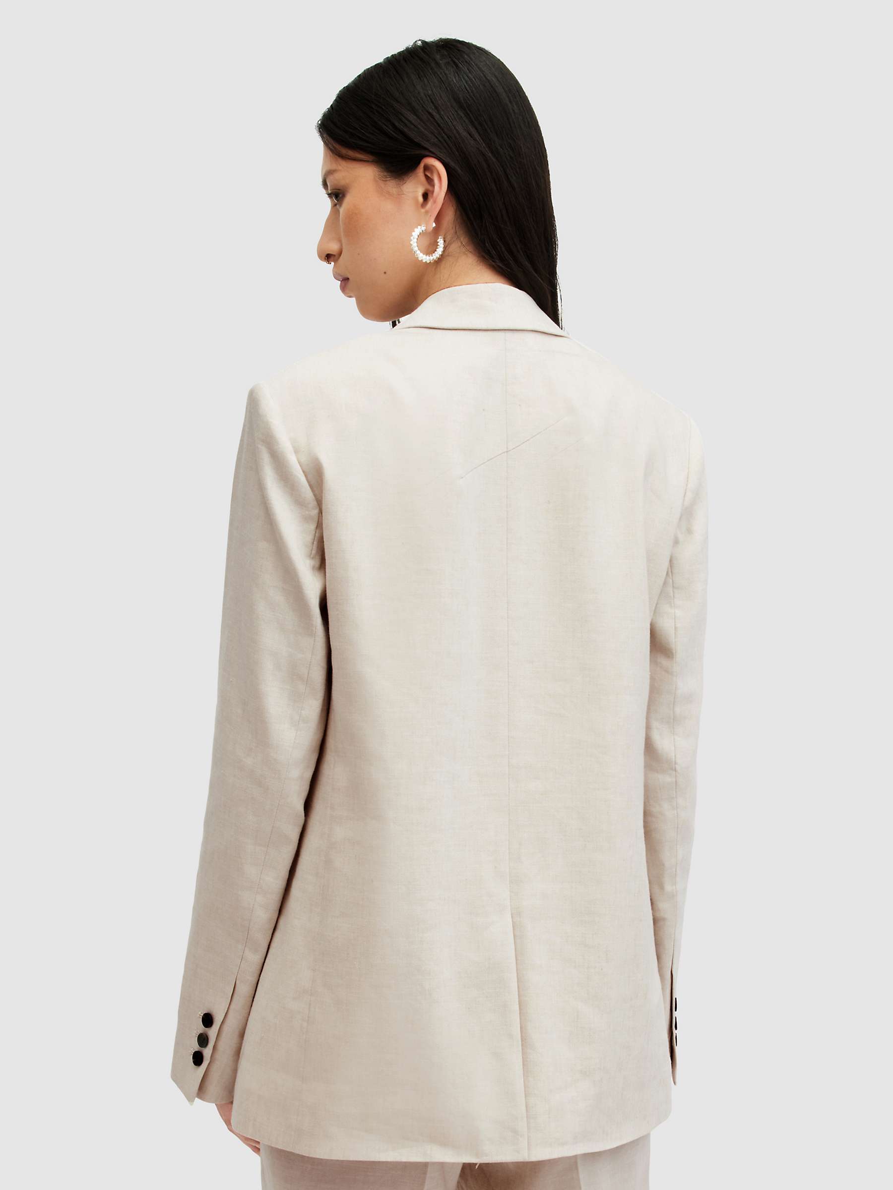 Buy AllSaints Whitney Linen Blend Longline Blazer, Beige Online at johnlewis.com