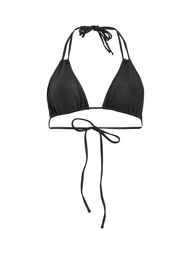 AllSaints Erica Halterneck String Bikini Top, Black Shine