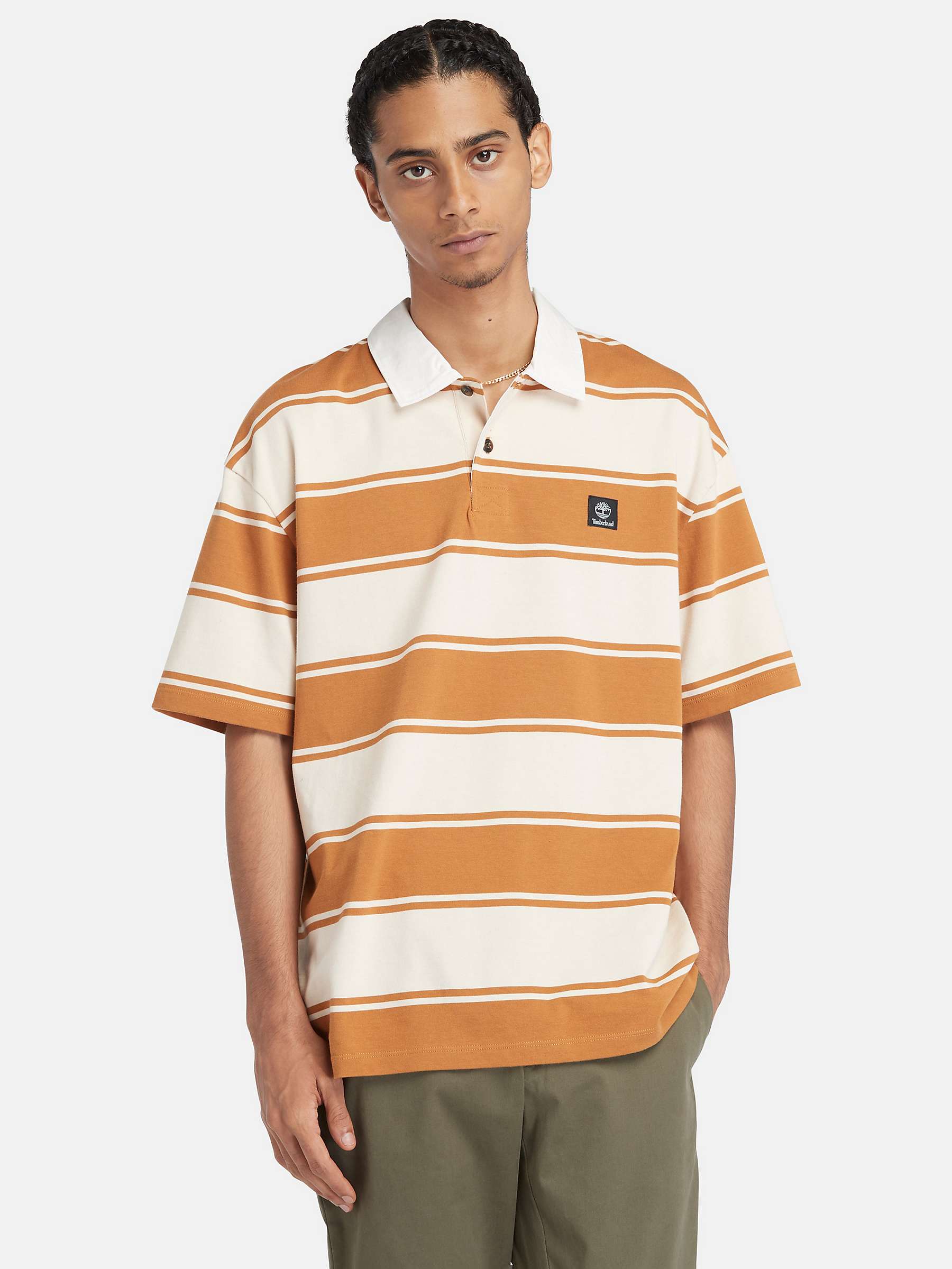 Buy Timberland Stripe Short Sleeve Rugby Shirt, Wheat/Multi Online at johnlewis.com