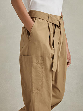 Reiss Delia Tapered Parachute Cargo Trousers, Sand