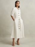 Reiss Malika Linen Blend Midi Shirt Dress