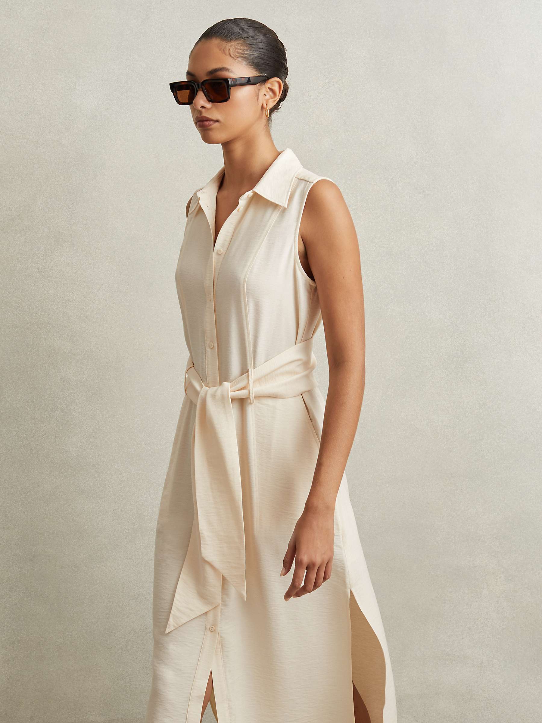Buy Reiss Petite Morgan Sleeveless Midi Shirt Dress Online at johnlewis.com