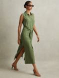 Reiss Petite Morgan Sleeveless Midi Shirt Dress, Green