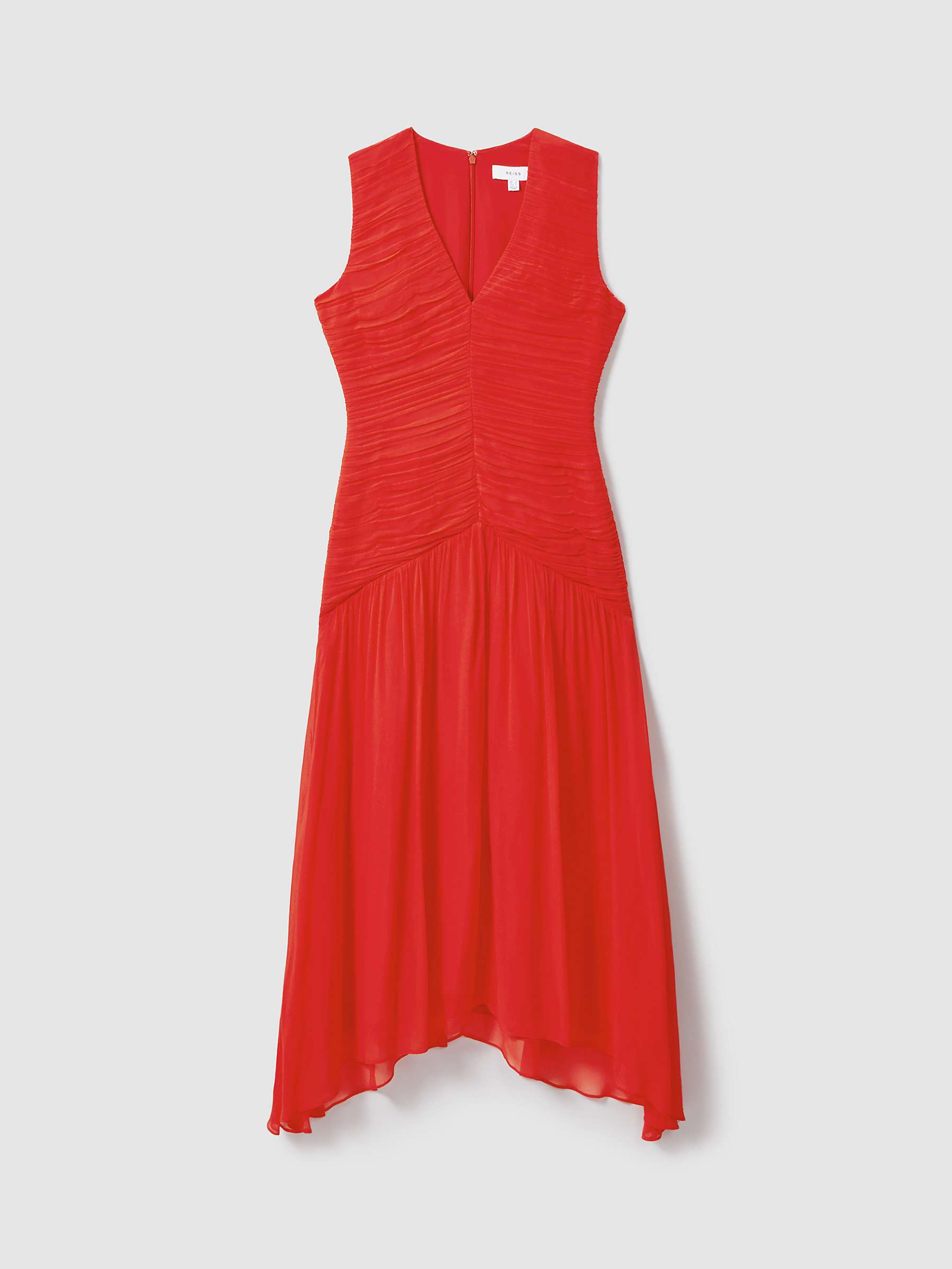 Buy Reiss Petite Saffy Ruched Asymmetric Hem Midi Dress, Orange Online at johnlewis.com