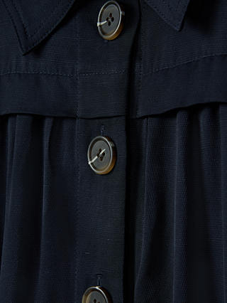 Reiss Malika Linen Blend Midi Shirt Dress, Navy