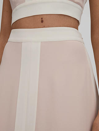 Reiss Rosalia Colour Block Midi Skirt, Nude/Ivory