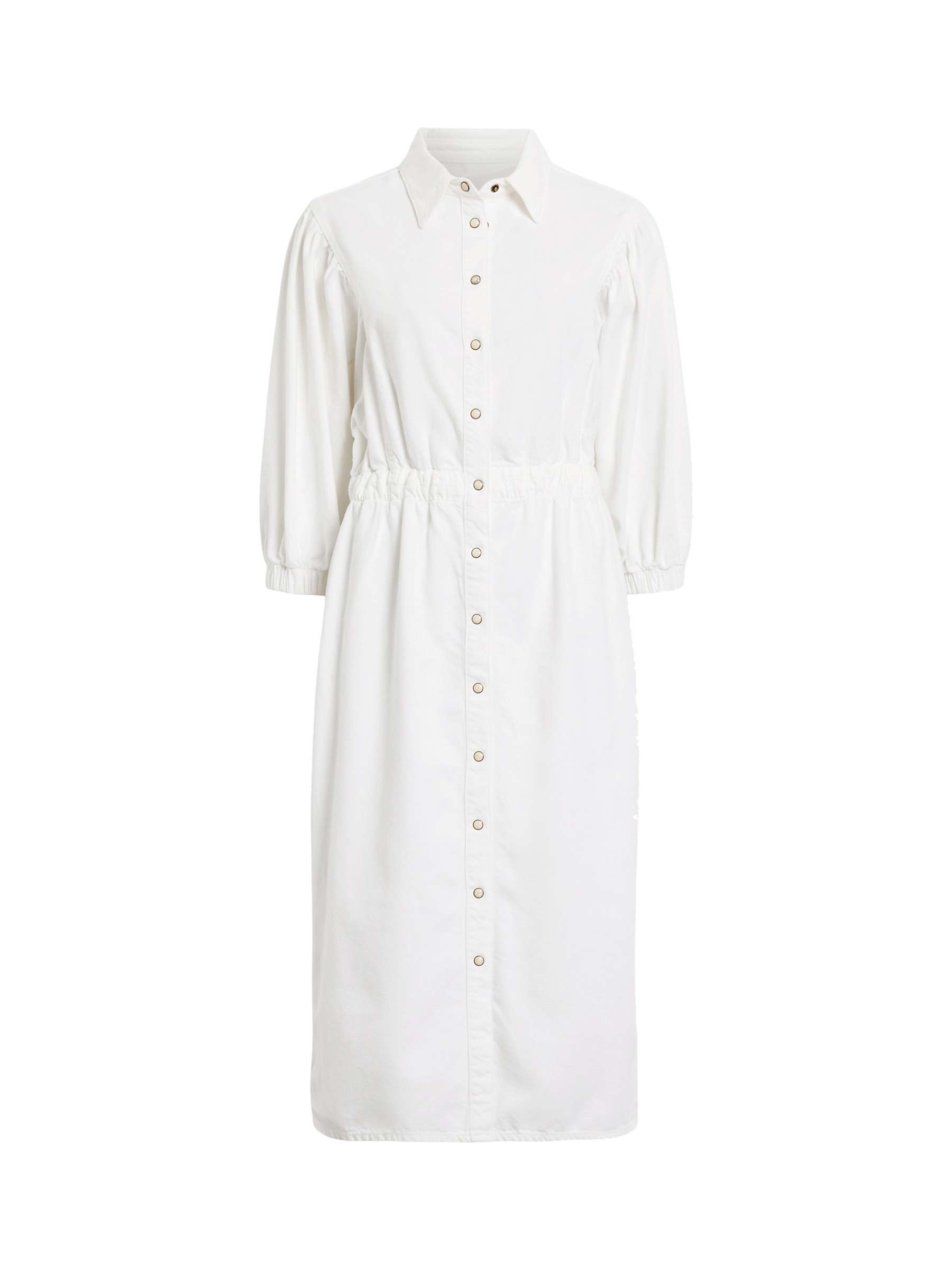 Buy AllSaints Osa Denim Midi Shirt Dress, Chalk White Online at johnlewis.com