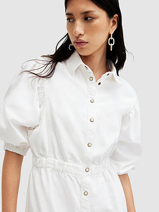 AllSaints Osa Denim Midi Shirt Dress, Chalk White
