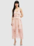 AllSaints Saffron Kora Midi Dress, Dusky Pink