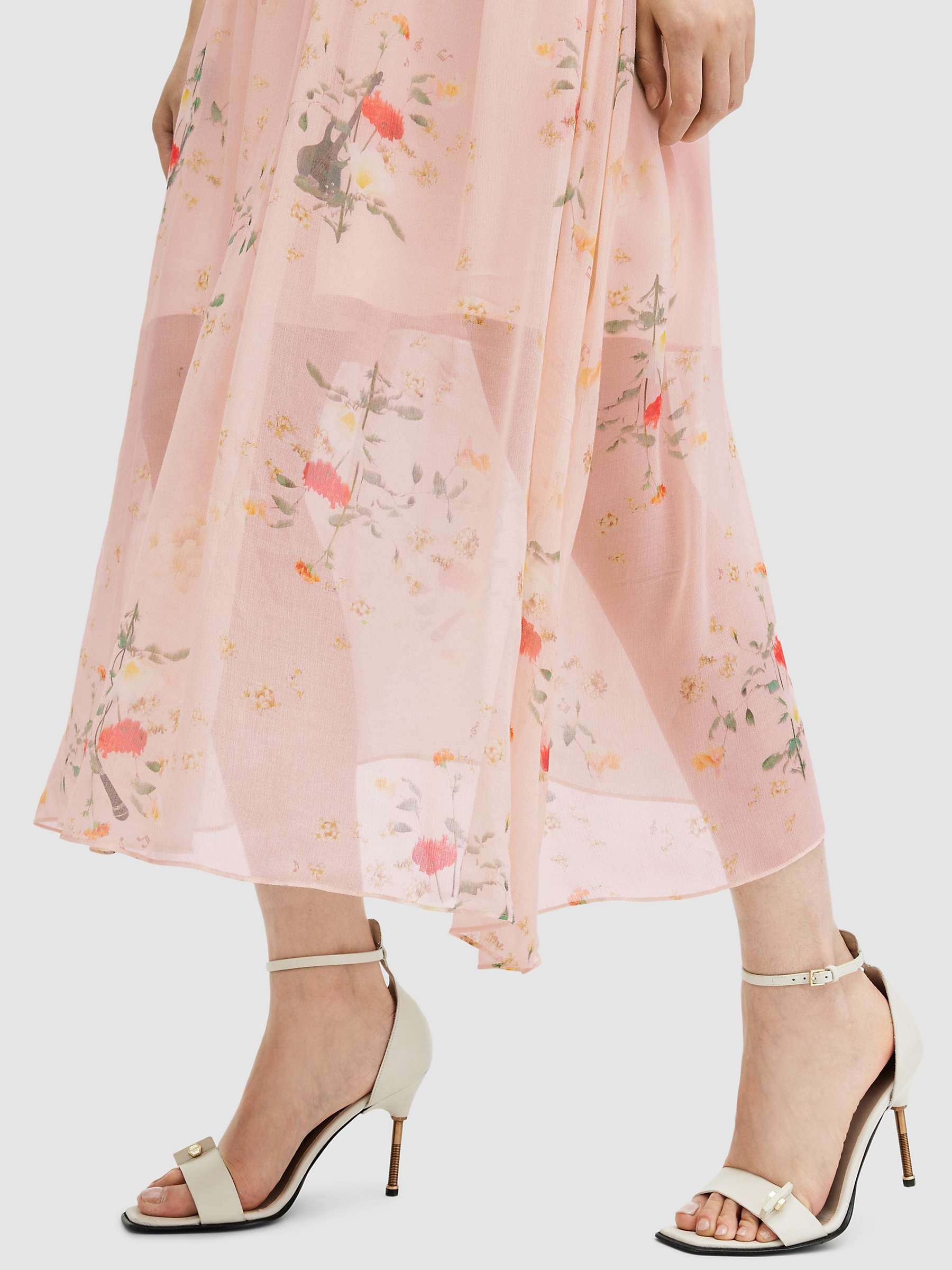 Buy AllSaints Saffron Kora Midi Dress, Dusky Pink Online at johnlewis.com