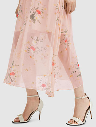 AllSaints Saffron Kora Midi Dress, Dusky Pink