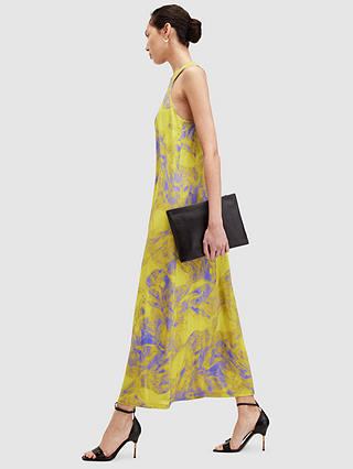 AllSaints Kura Abstract Print Maxi Dress, Zest Lime Green
