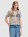 AllSaints Giana Metallic T-Shirt, Silver