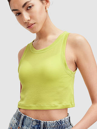 AllSaints Rina Cropped Tank Top, Zest Lime Green