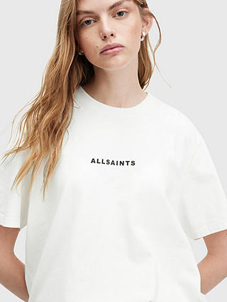 AllSaints Tour Boyfriend Organic Cotton Oversized T-Shirt, Ashen White