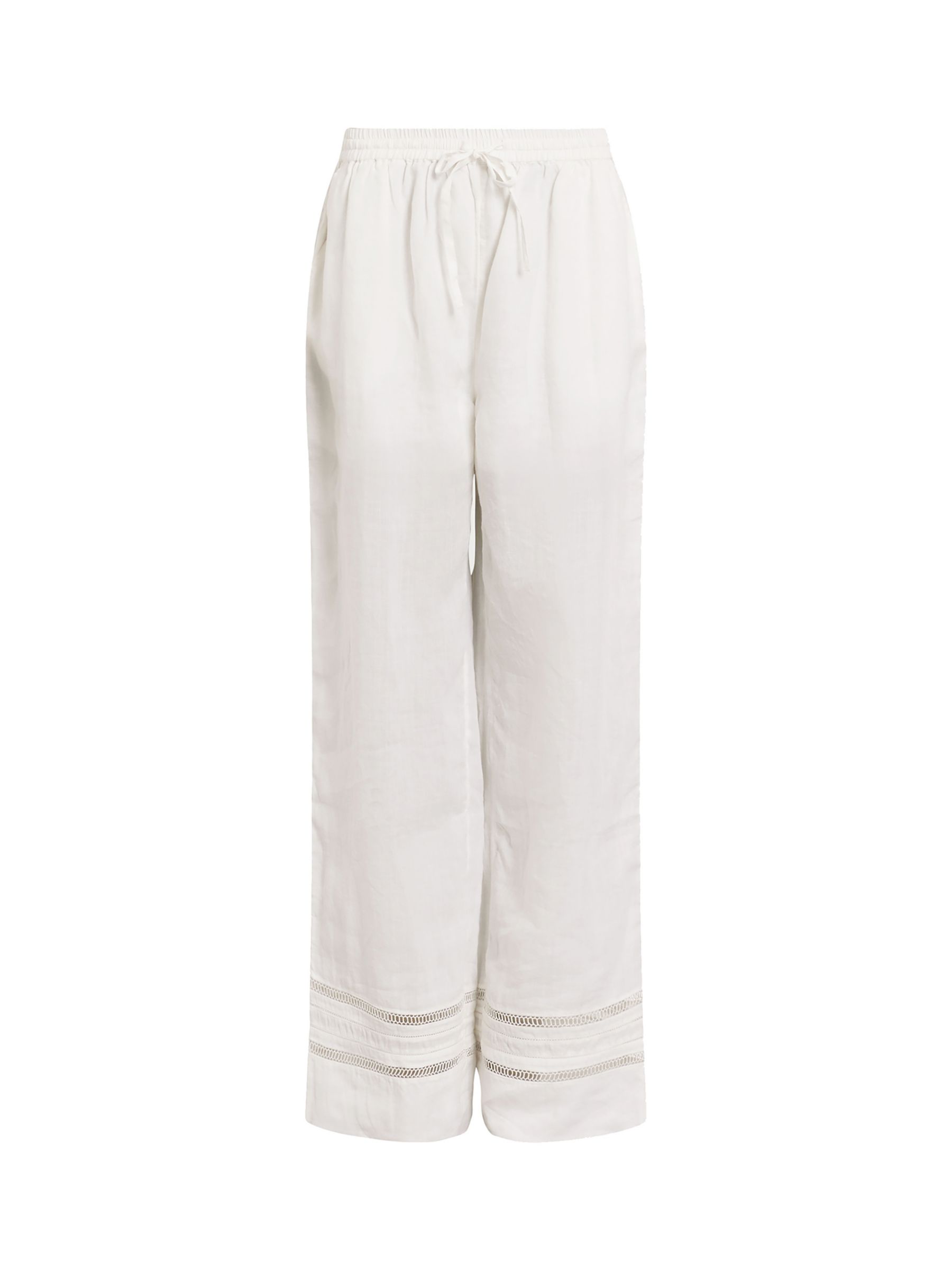 AllSaints Jade Linen Trousers, Ecru White, 14