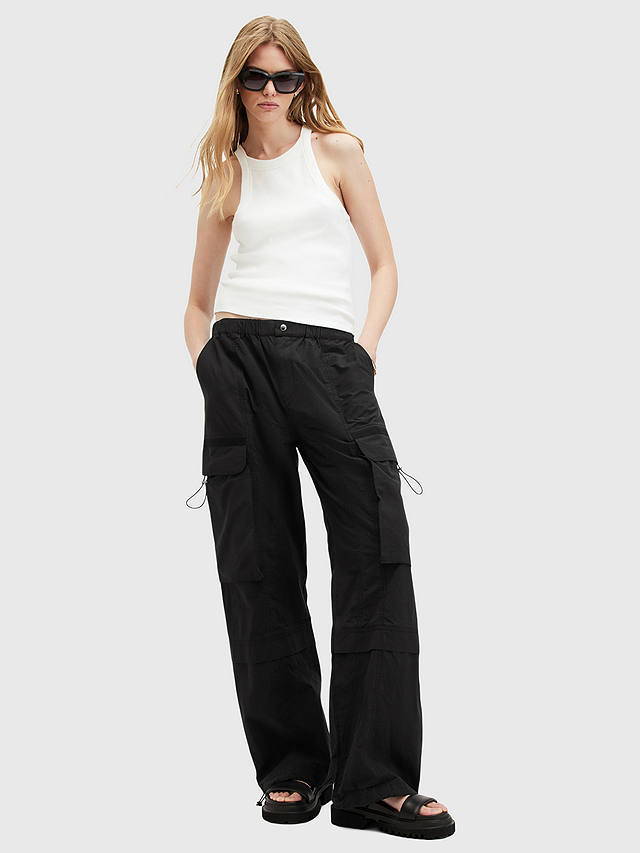 AllSaints Barbara Organic Cotton Cargo Trousers, Black