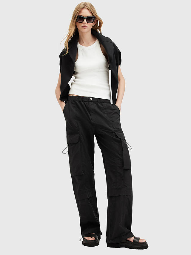 AllSaints Barbara Organic Cotton Cargo Trousers, Black