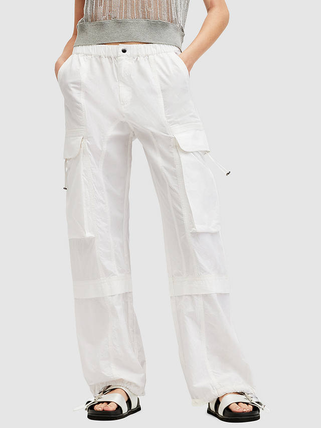 AllSaints Barbara Organic Cotton Cargo Trousers, Optic White