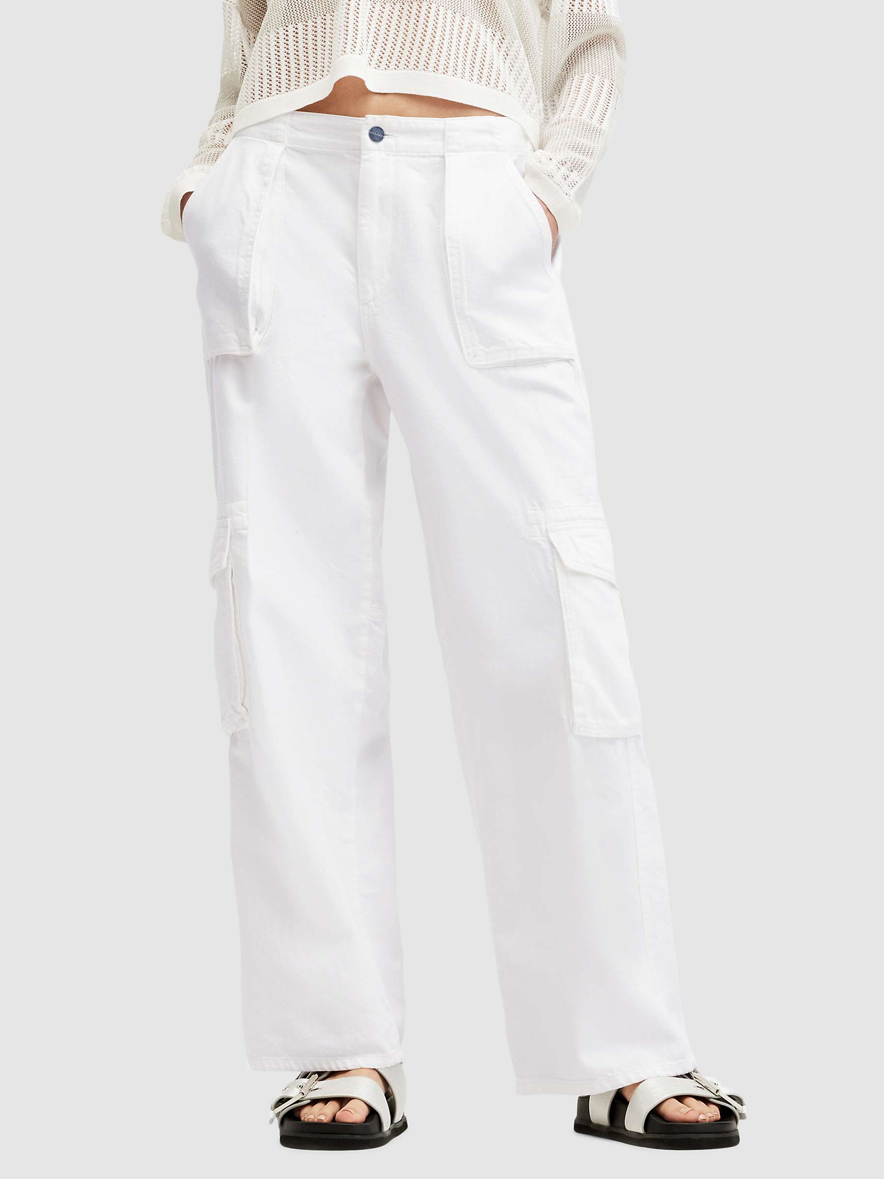 Buy AllSaints Frieda Straight Leg Cargo Trousers, Off White Online at johnlewis.com