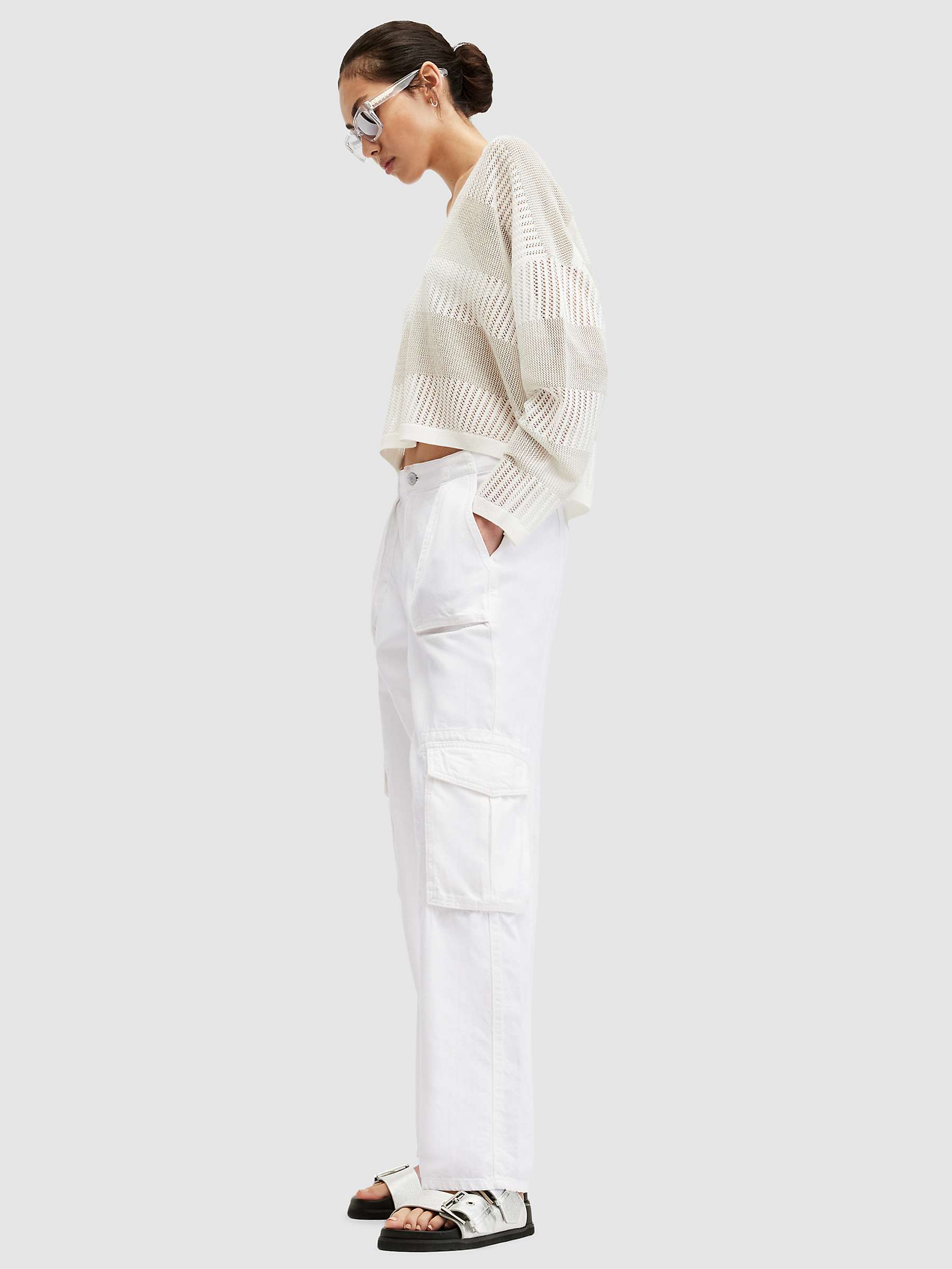 Buy AllSaints Frieda Straight Leg Cargo Trousers, Off White Online at johnlewis.com