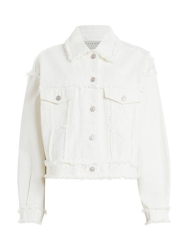 AllSaints Claude Frayed Denim Jacket, Cream White