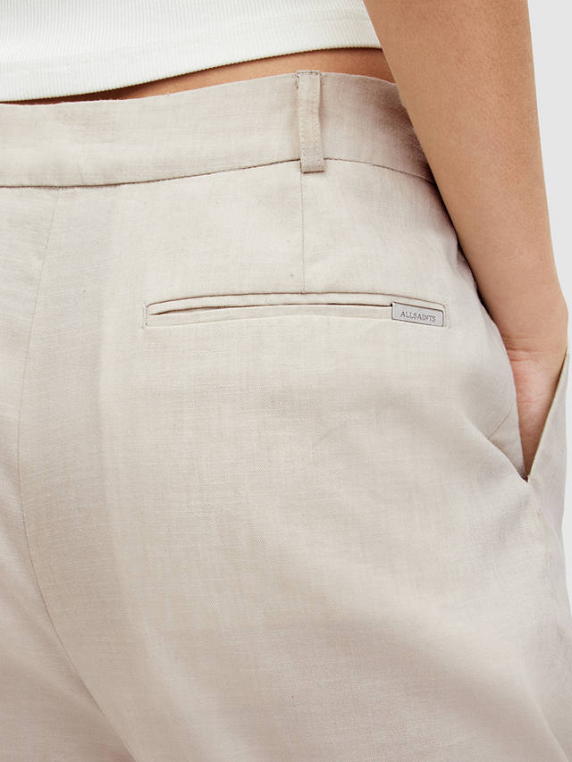 AllSaints Whitney Linen Blend Trousers, Beige