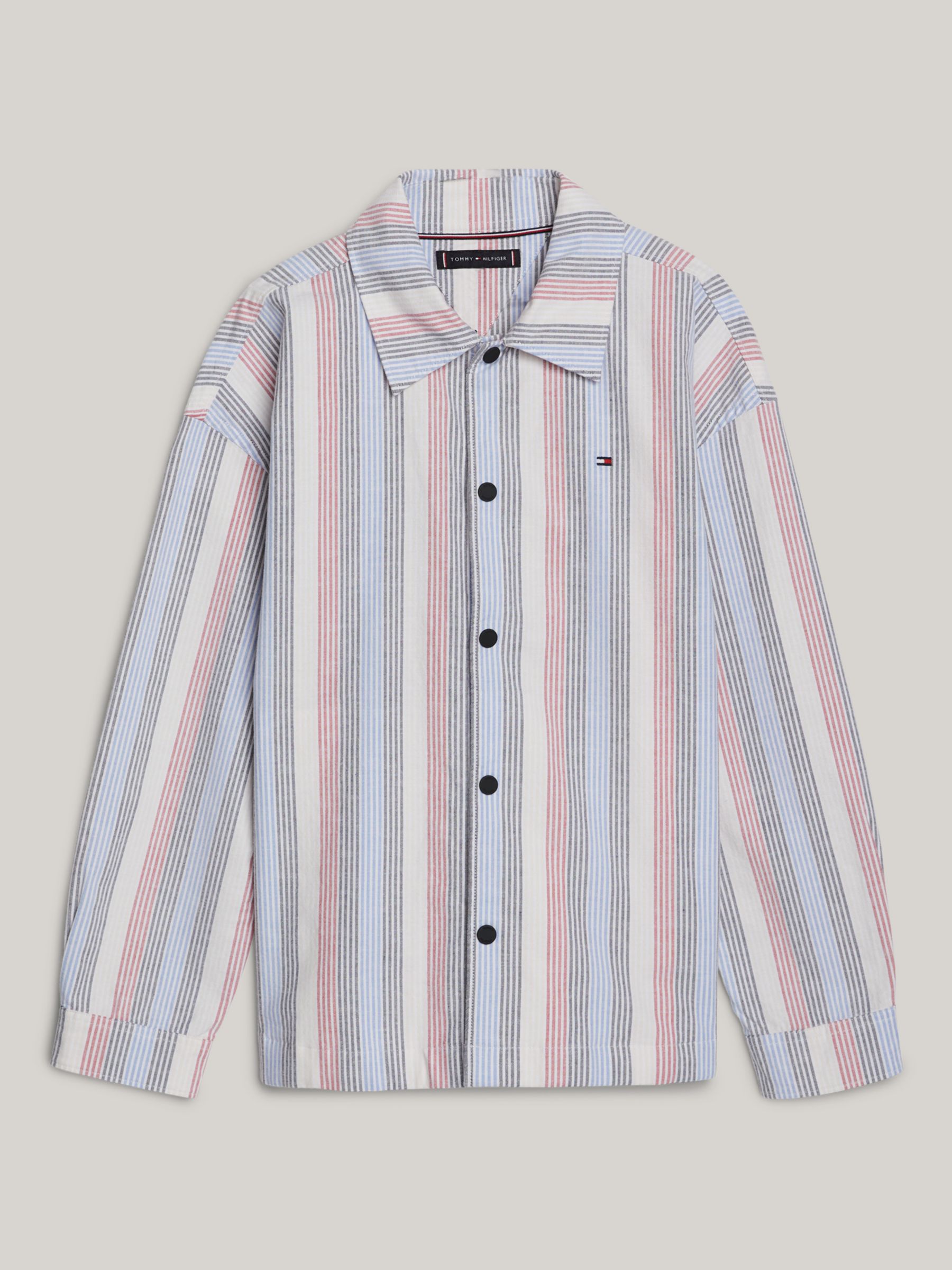 Tommy Hilfiger Kids' Flex Stripe Shirt, White Base, 10 years