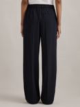 Reiss Eden Elasticated Back Wide Leg Trousers, Navy