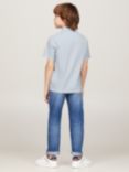 Tommy Hilfiger Kids' Flag Seersucker Stripe Short Sleeve Shirt, Blue Spell