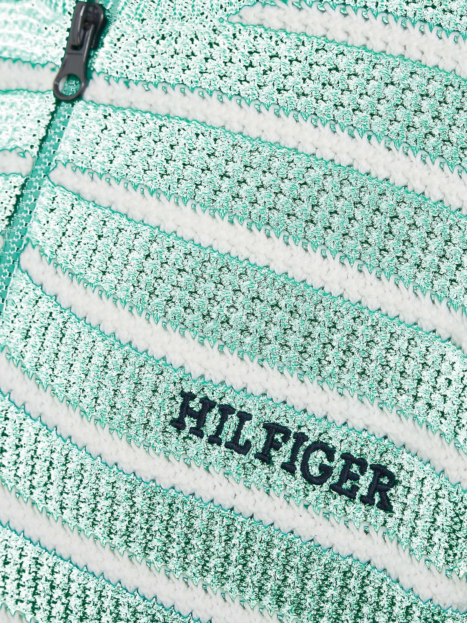 Buy Tommy Hilfiger Kids' Half Zip Stripe Jumper, Green/Ecru Stripe Online at johnlewis.com