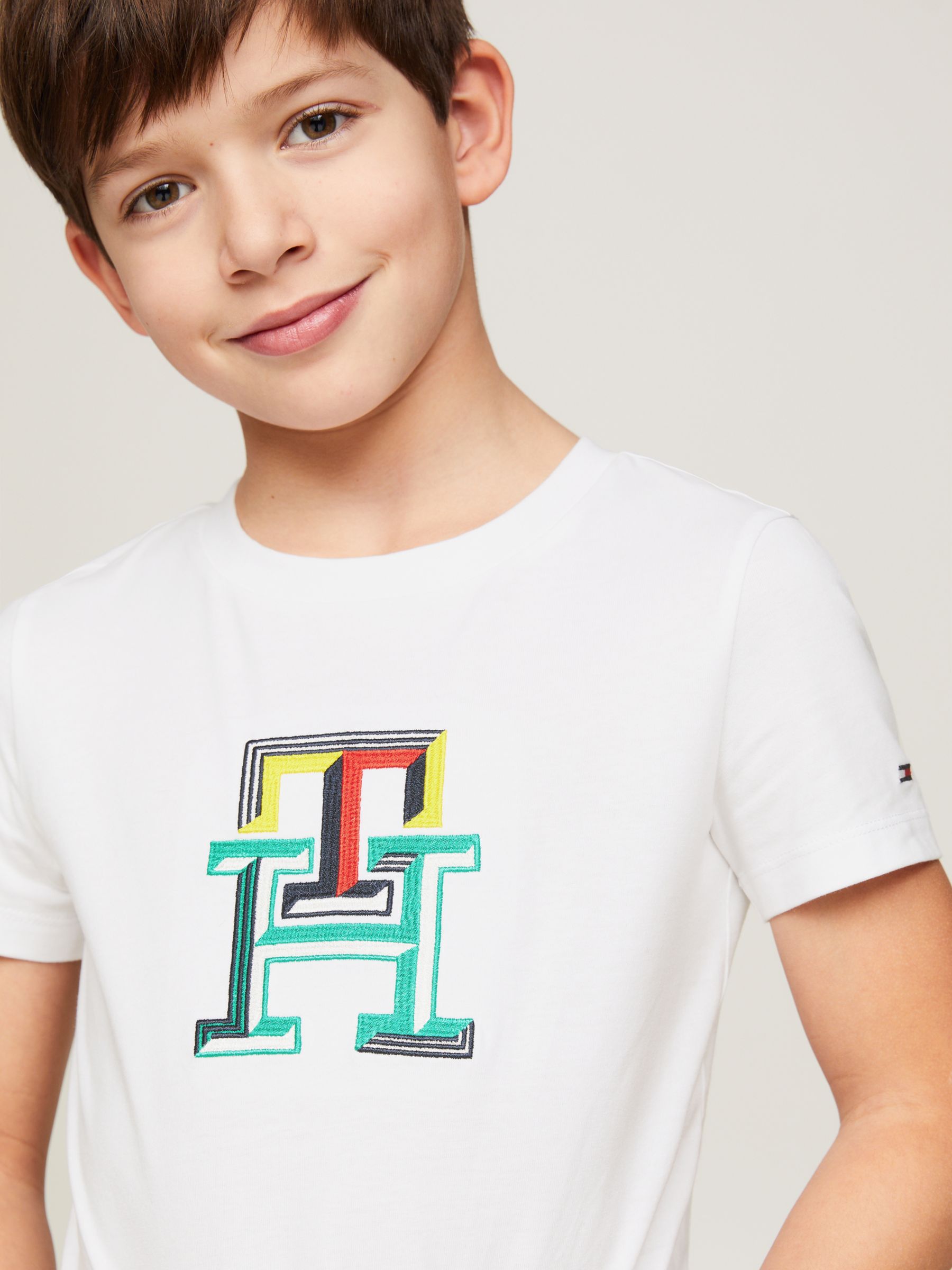 Tommy Hilfiger Kids' Cotton Monogram T-Shirt, White, 14 years