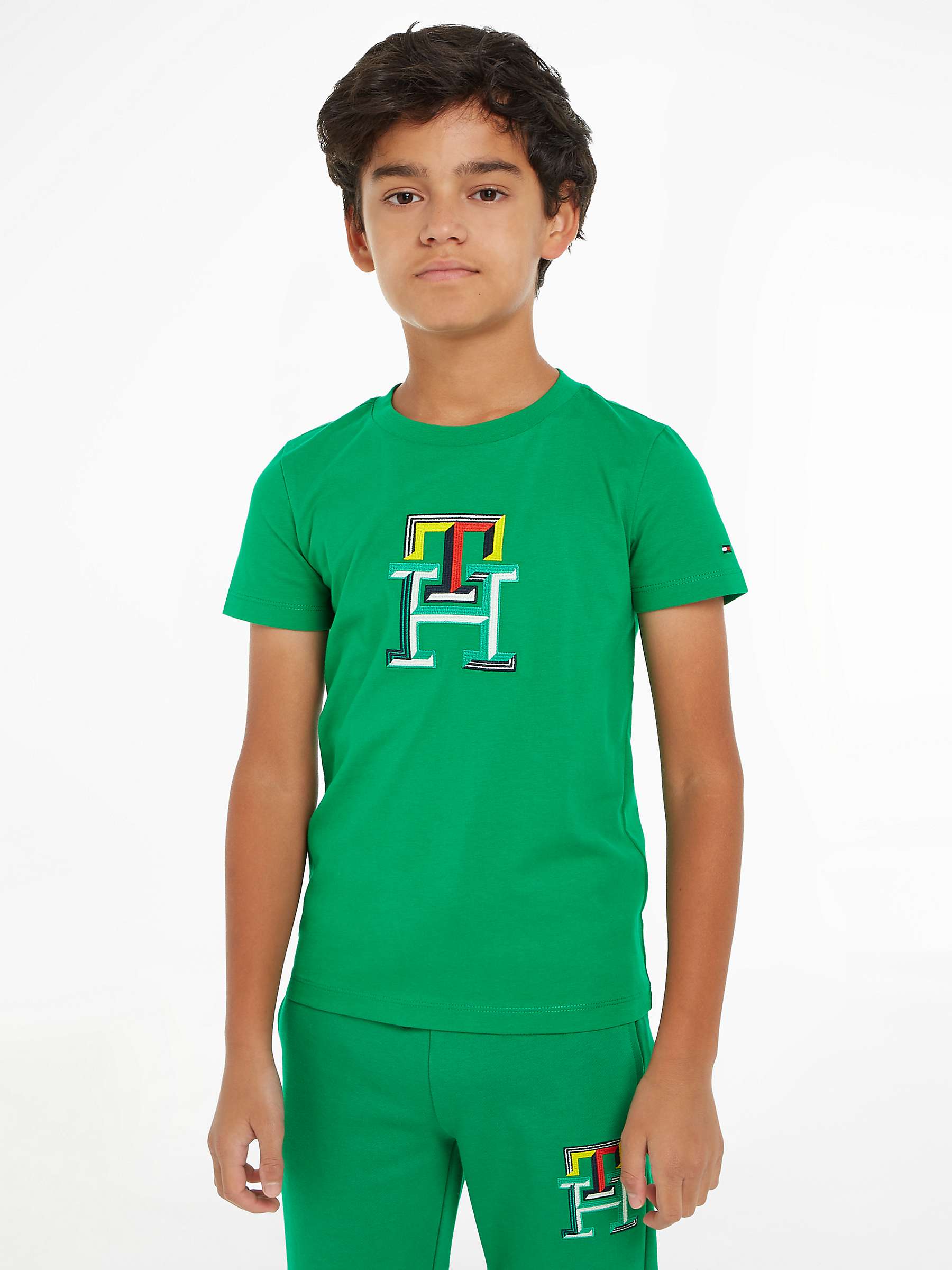 Buy Tommy Hilfiger Kids' Short Sleeve Monogram T-Shirt, Olympic Green Online at johnlewis.com