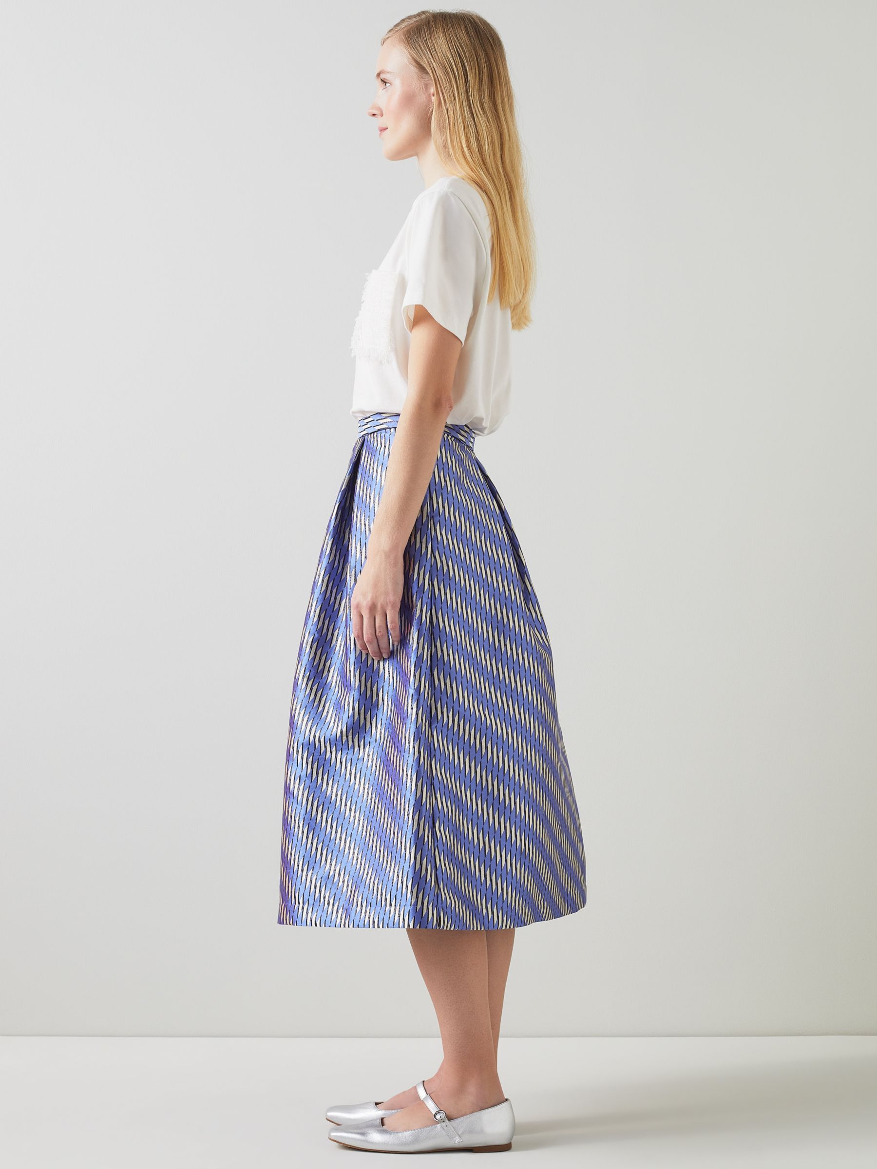 Buy L.K.Bennett Olsen Midi Skirt, Blue/Black Online at johnlewis.com