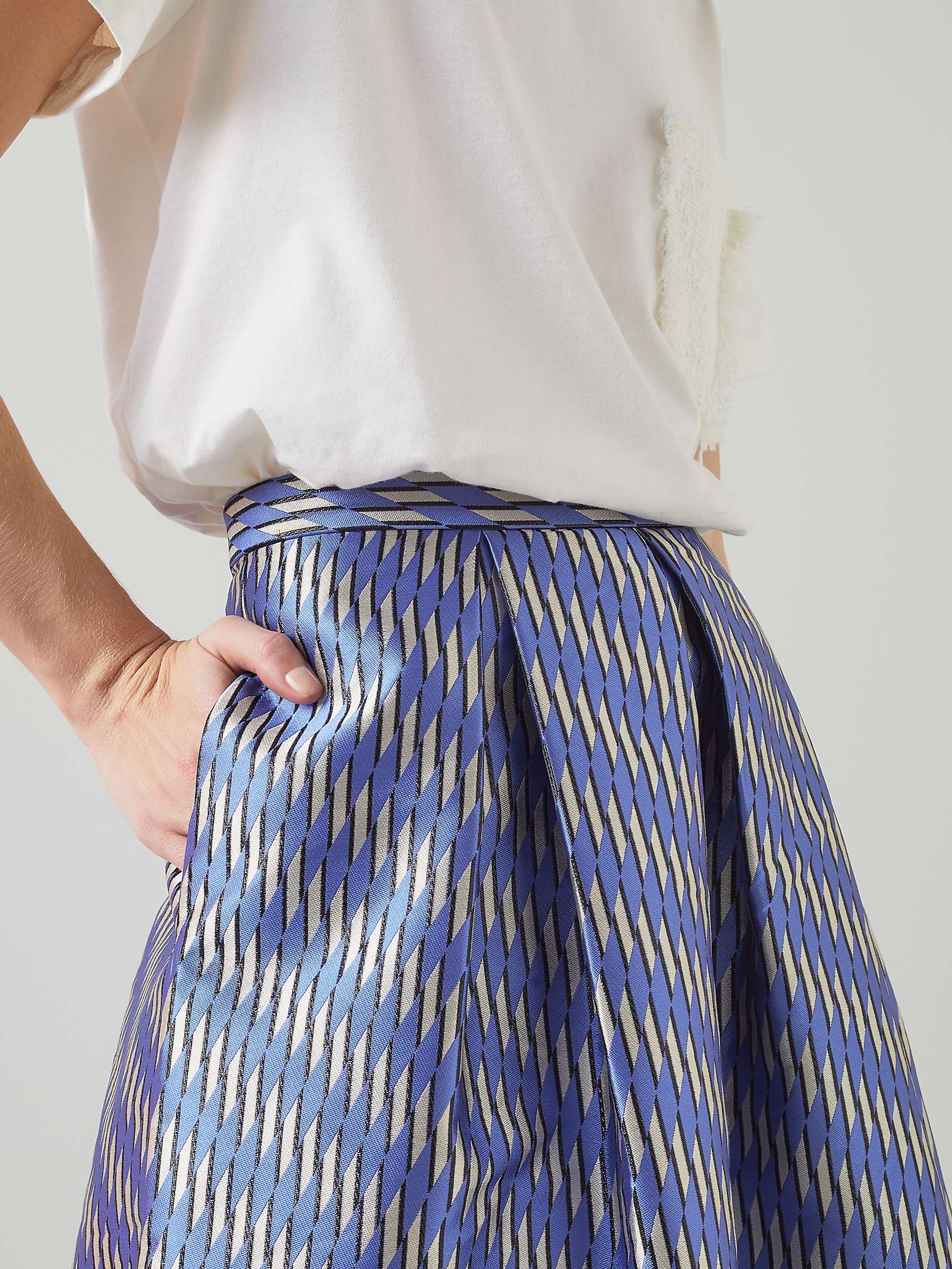 Buy L.K.Bennett Olsen Midi Skirt, Blue/Black Online at johnlewis.com