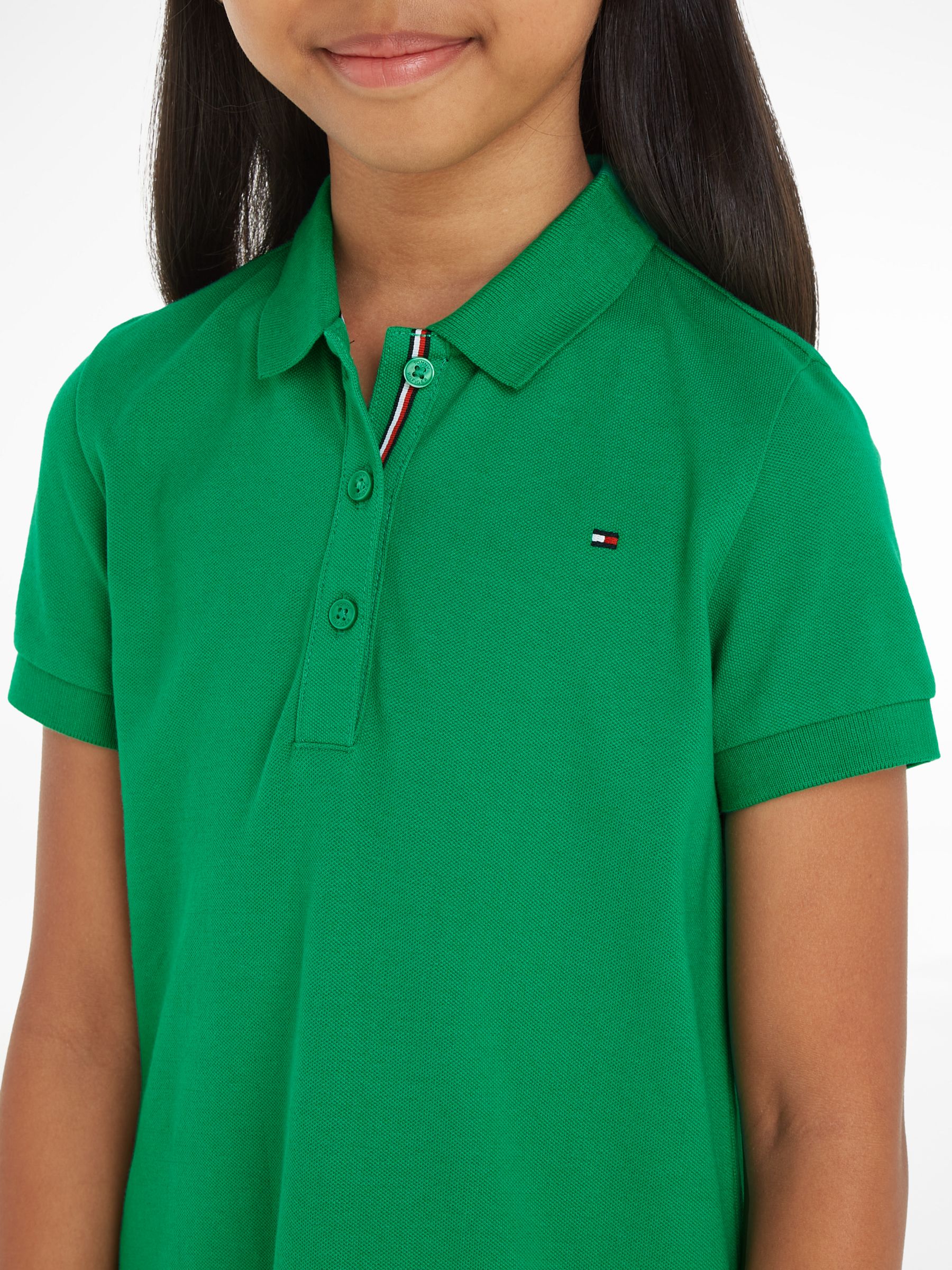 Buy Tommy Hilfiger Kids' Essential Flag Polo Dress, Olympic Green Online at johnlewis.com