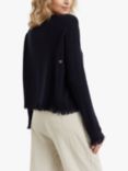 Chinti & Parker Cashmere Blend Fringe Detail Jumper, Navy, Navy