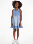 Tommy Hilfiger Kids' Organic Cotton Flag Mix Stripe Racerback Dress, Blue Spell