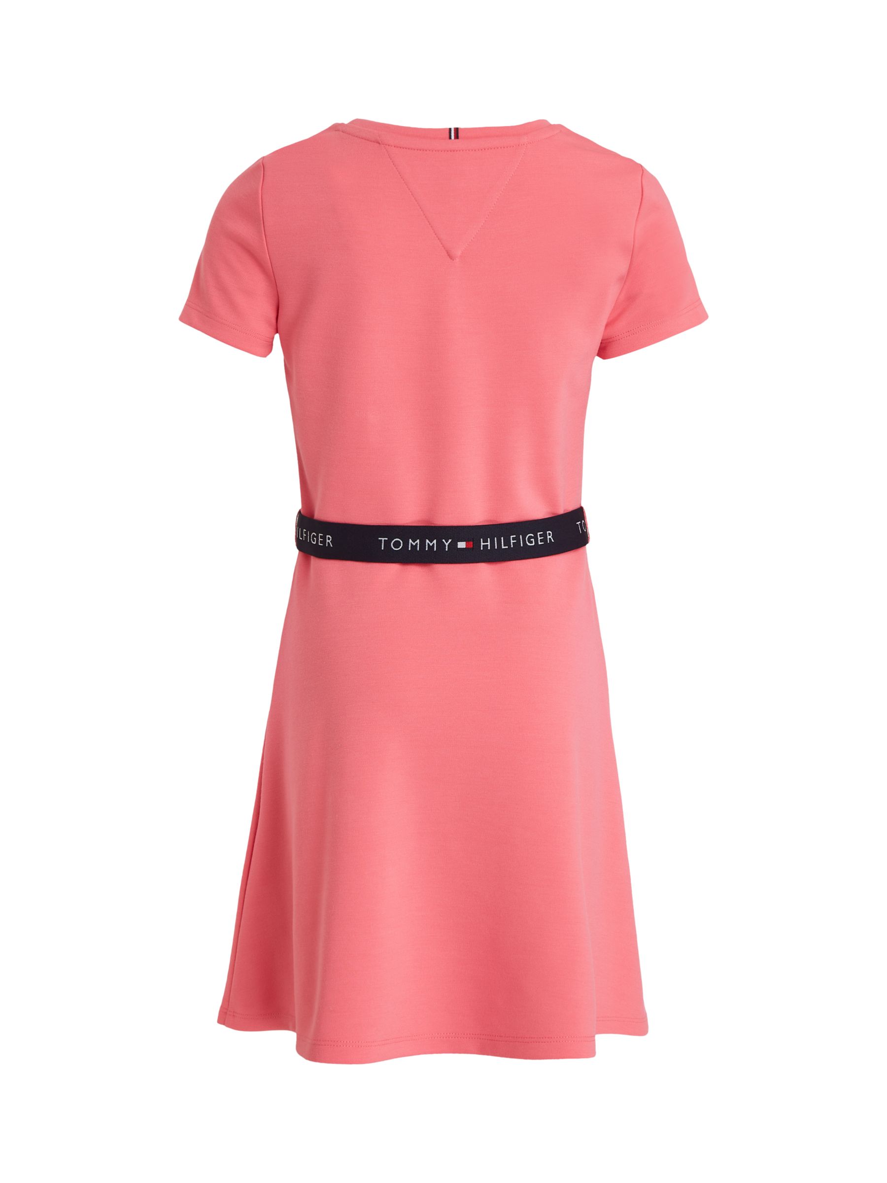 Buy Tommy Hilfiger Kids' Essential Logo Belted Skater Dress, Glamour Pink Online at johnlewis.com