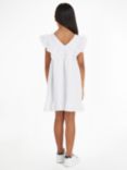 Tommy Hilfiger Kids' Seersucker Gingham Texture Frill Detail Dress, White, White