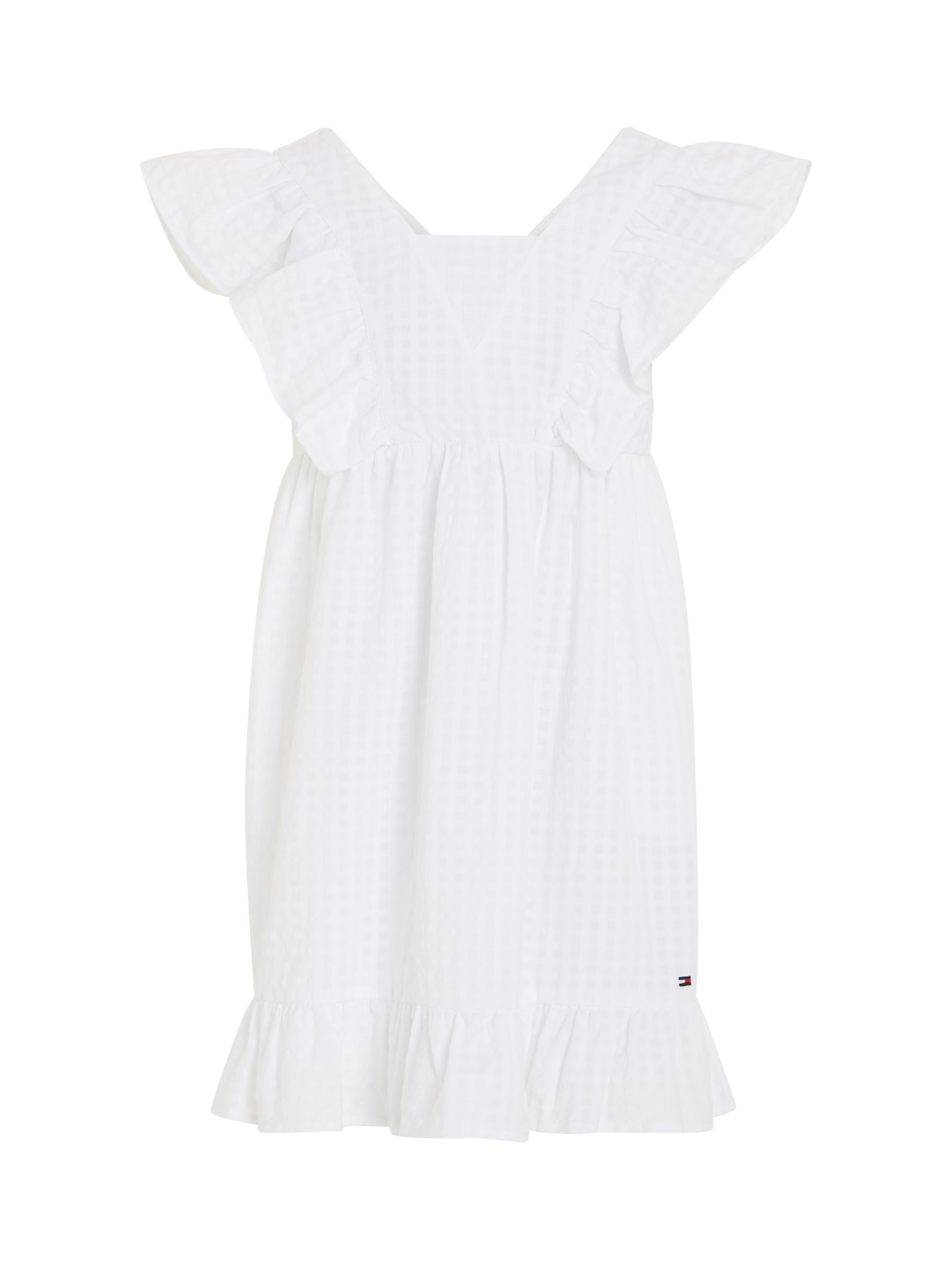 Buy Tommy Hilfiger Kids' Seersucker Gingham Texture Frill Detail Dress, White Online at johnlewis.com