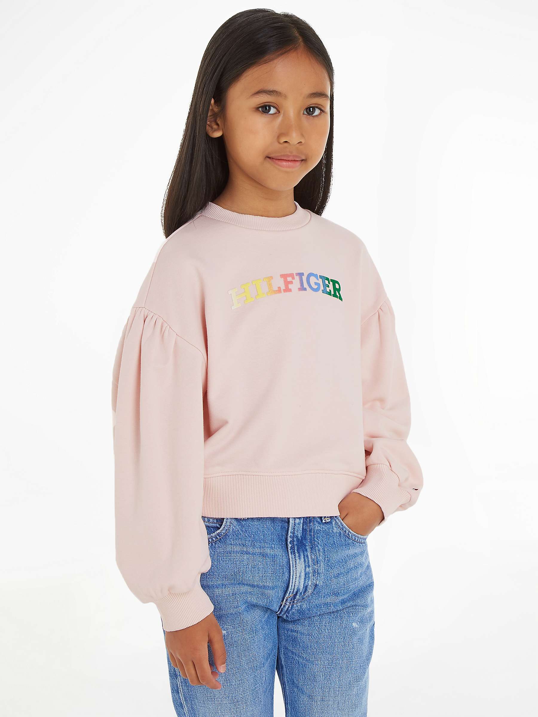 Buy Tommy Hilfiger Kids' Monotype Logo Sweatshirt, Whimsy Pink Online at johnlewis.com